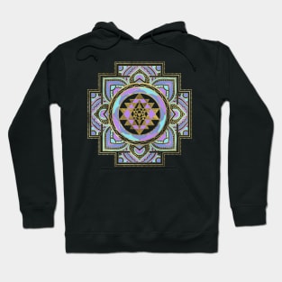 Golden Sri Yantra  / Sri Chakra in pastel lotus Hoodie